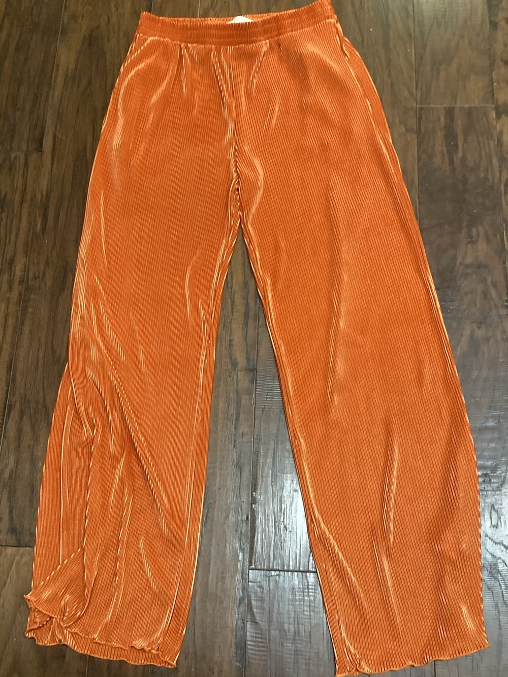 Two-Piece Ribbed Silky Polyester Set in Rust Copper L - Picture 3 of 7